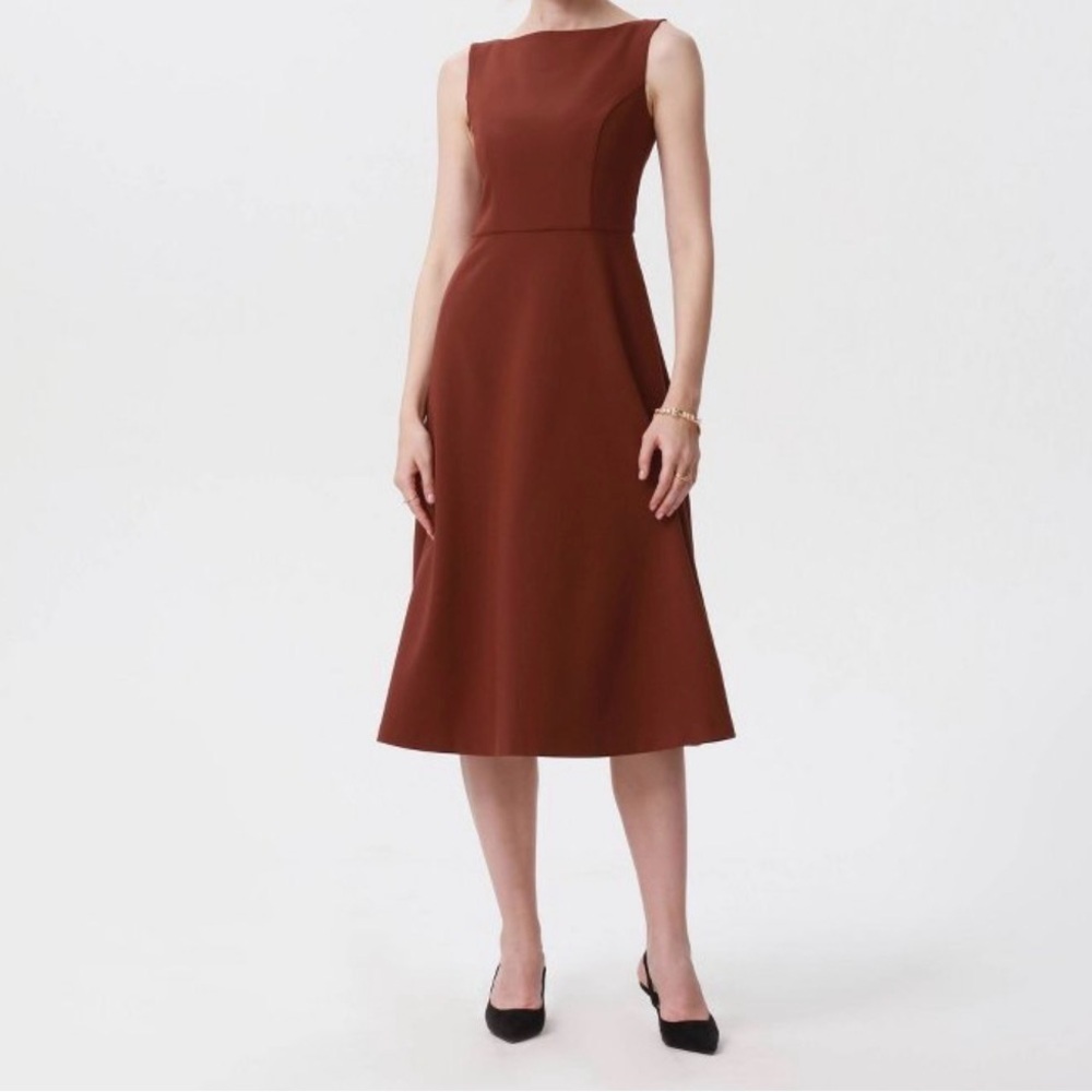 NWT | Sleeveless Tailored Midi Dress w/ Pockets | A New Day Mocha Brown | S - Picture 7 of 16